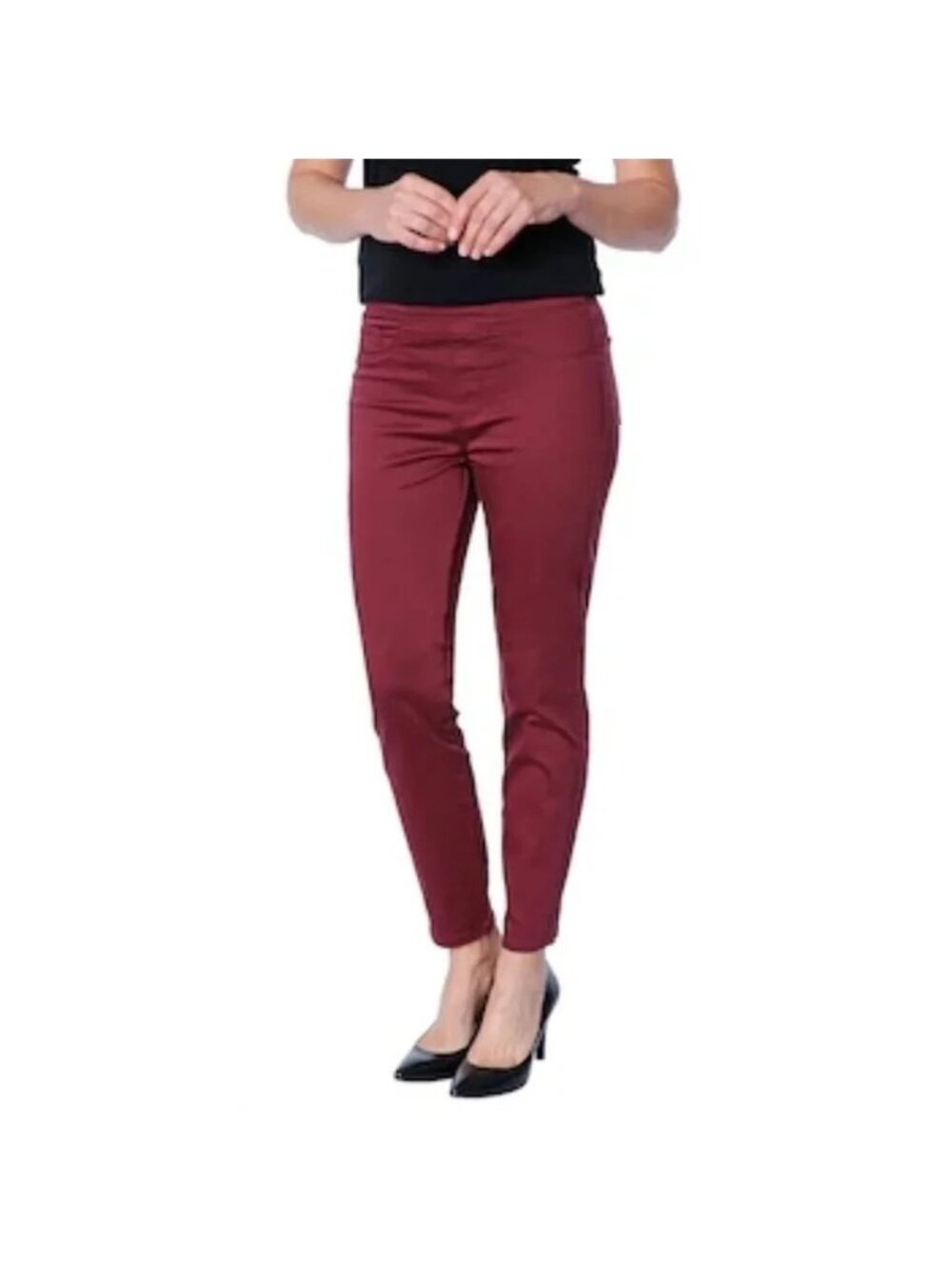 NEW Bellina Burgundy Pull-On Stretch Skinny Jeans Jeggings - Size 14